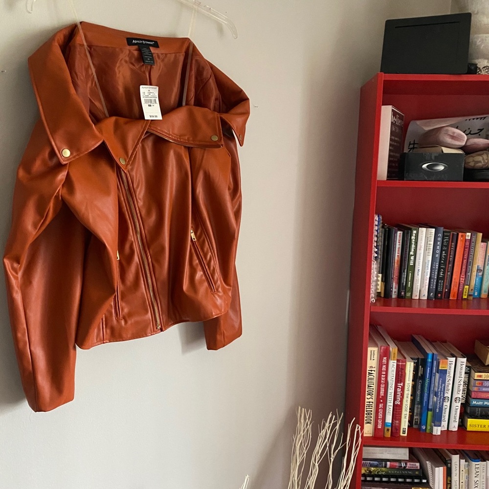 Ashley Stewart Off-the-shoulder Leather Jacket